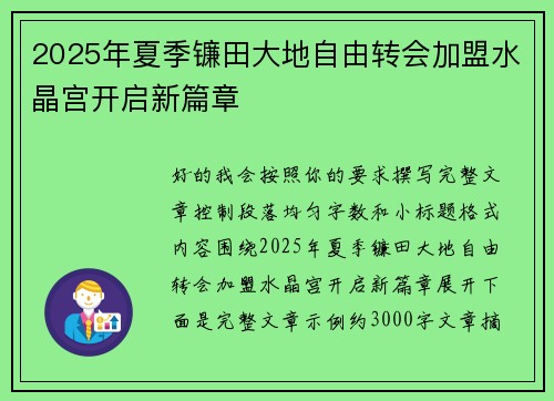 2025年夏季镰田大地自由转会加盟水晶宫开启新篇章 2025年夏季镰田大地自由转会加盟水晶宫开启新篇章